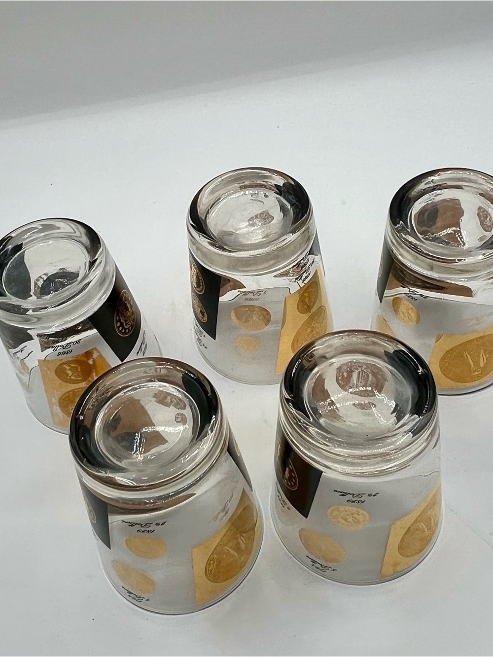 mid century cera us gold coin glasses Set Of 5 - Picture 10 of 13